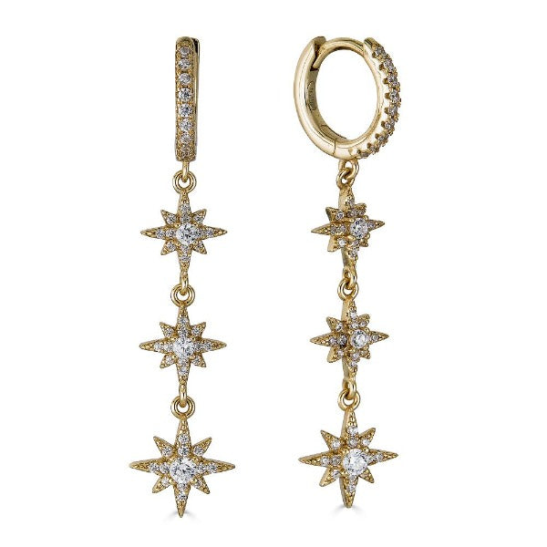 Starburst 14K Over Silver Drop Earrings