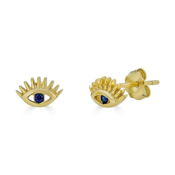 Mini Evil Eye 14K Over Silver Studs