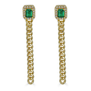 Square emerald 14k over silver dangle earrings