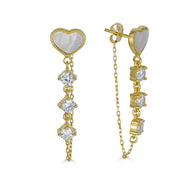 Heart dangle 14k over silver drop earrings