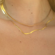 Herringbone 14K Over Silver Chain 18"