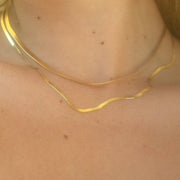 Herringbone 14K Over Silver Chain 16"