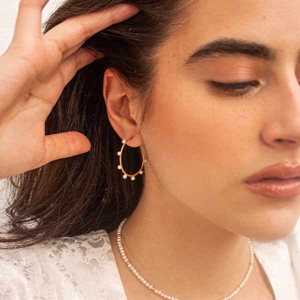 Charmi Pearly 14K Over Silver Hoops