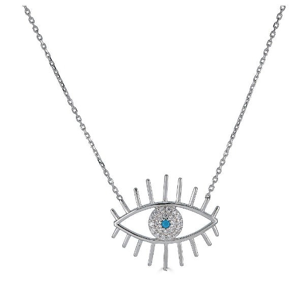 Silver Turquoise Evil Eye Necklace