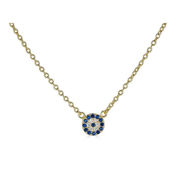 Mini Evil Eye 14K Over Silver Necklace